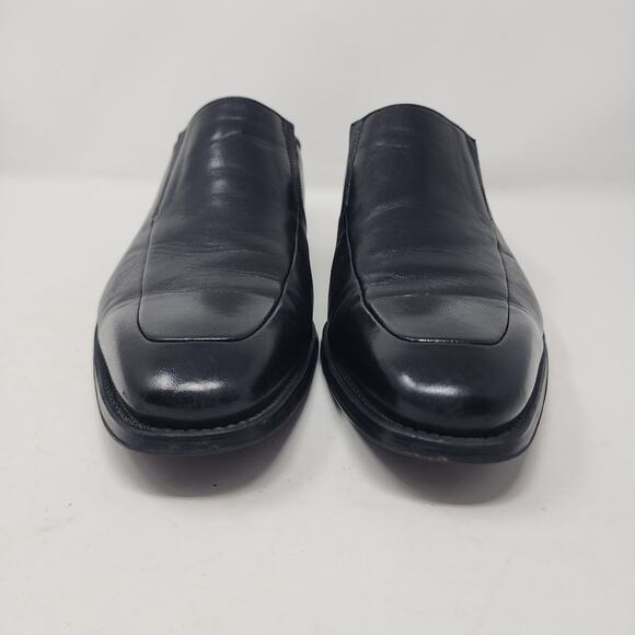 Magnanni Italy Mens 10.5 Shoes Black Leather Slip On Apron Toe Loafers - Picture 4 of 12